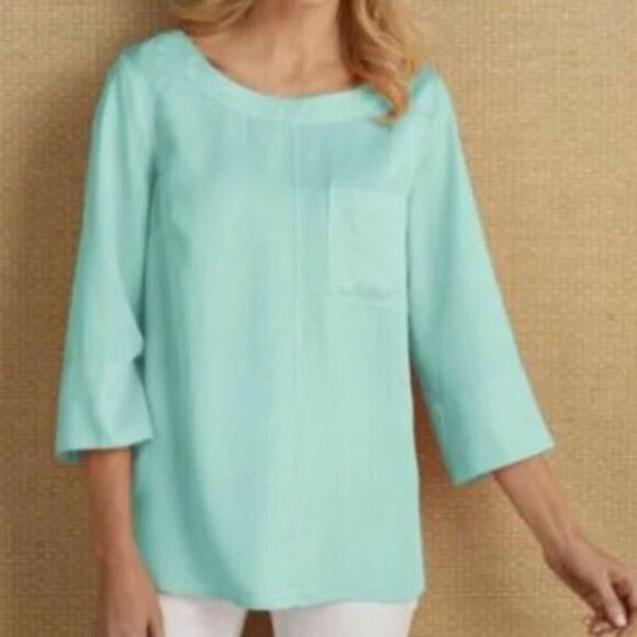 Soft Surroundings Tops - Soft Surroundings Womens Georgica Tencel Top Size M 3/4 Sleeve